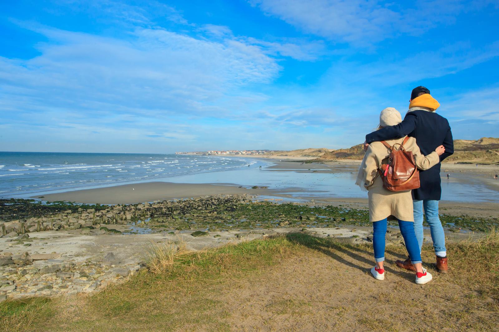 Wimereux : couple à la pointe aux oies en hiver 01