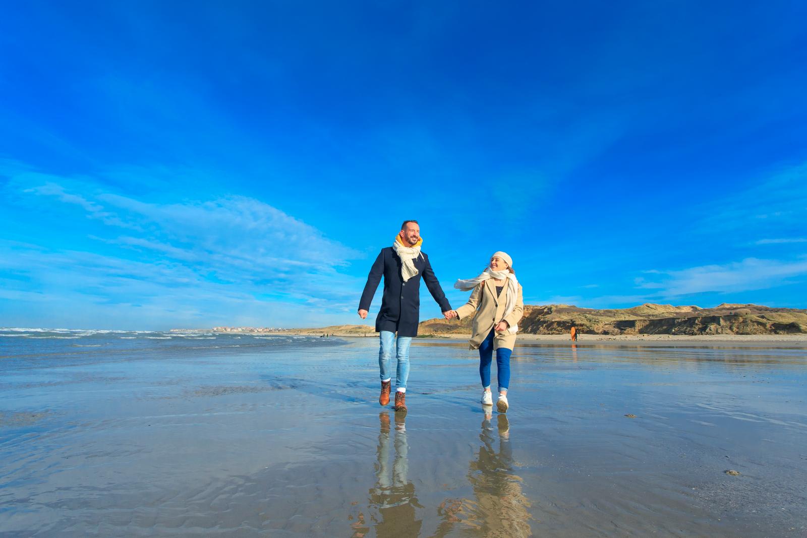 Wimereux : couple à la pointe aux oies en hiver 05