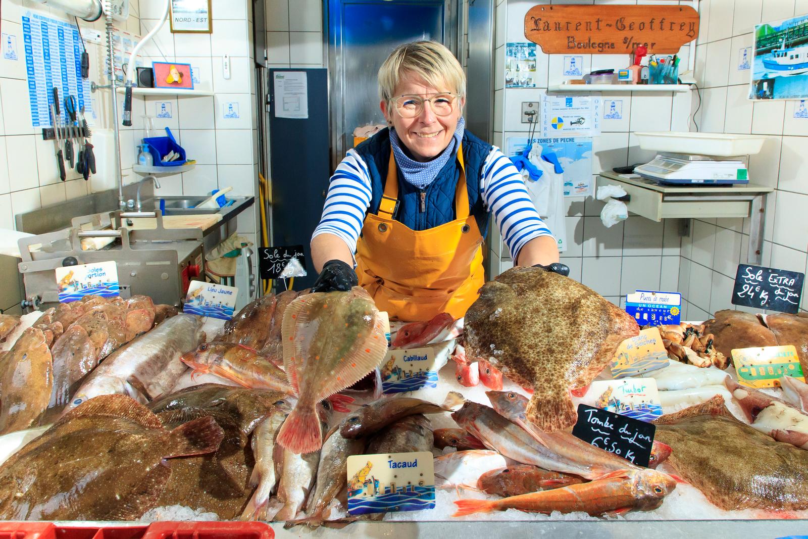 Boulogne-sur-Mer : étal de poissons
