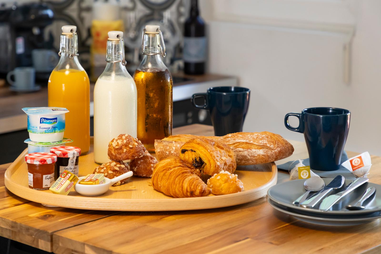 Saigneville : gîte le Temps d'un Instant, plateau de petit-déjeuner