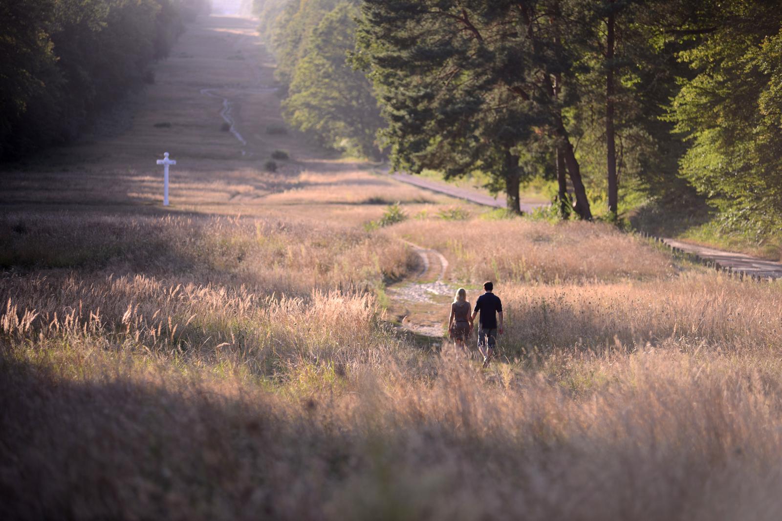 Compiègne : couple dans l'allée des Beaux-Monts