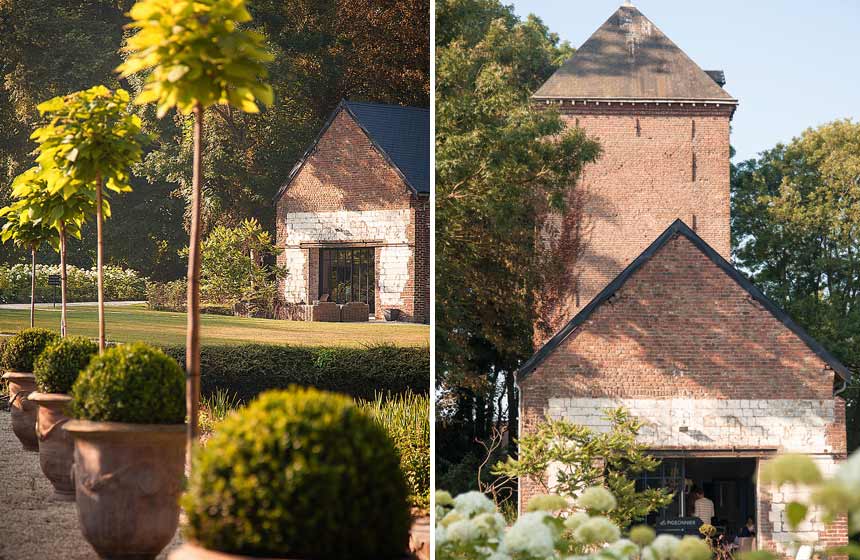 Un parc de verdure...le pigeonnier et l’ancienne grange où se trouve le spa. Le Clos Barthélémy à Eterpigny