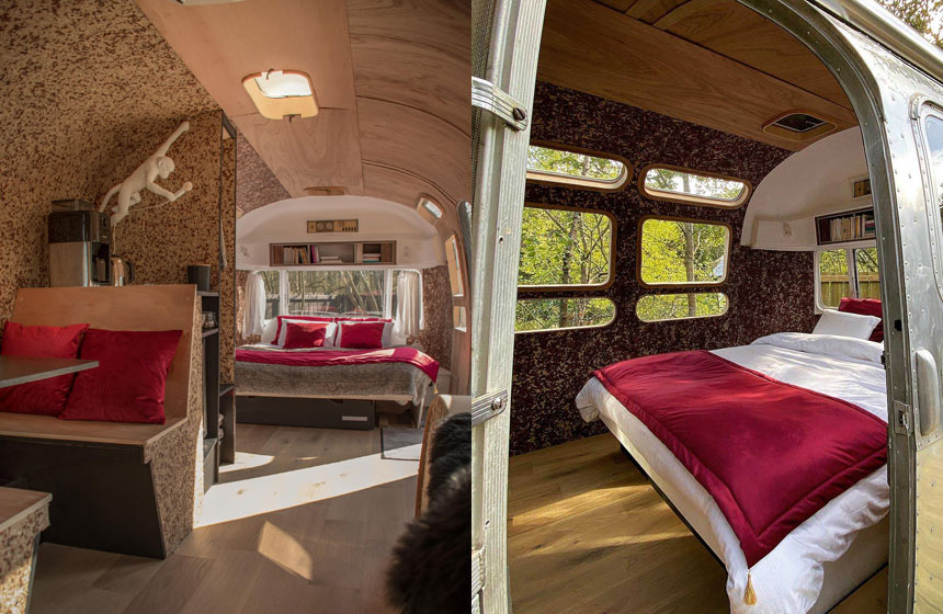 Intérieur confort et spacieux en Caravane Airstream 